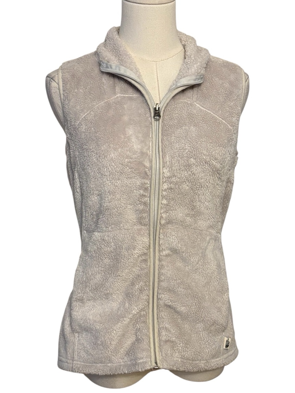 The North Face Furry Zip Cream Front Vest Size Medium